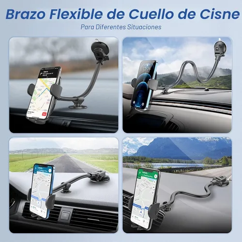 Vista 10 de OQTIQ Soporte para teléfono de automóvil de cuello de cisne de 13 pulgadas, soporte para parabrisas y tablero con ventosa fuerte, estabilizador