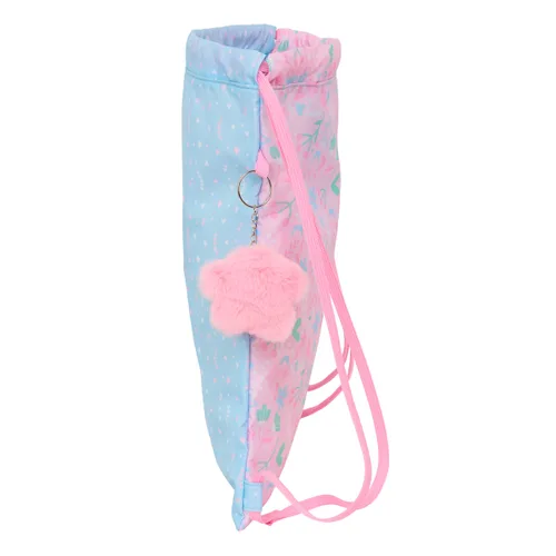 Vista 5 de Bolsa Mochila con Cuerdas BlackFit8 Smile Azul Rosa 35 x 40 x 1 cm