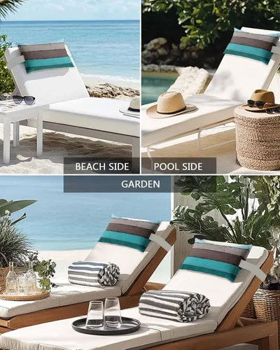 Vista 5 de Summer - Almohada para silla de playa de grano de madera de granja para exteriores, reposacabezas para tumbona, almohada reclinable con rellenos