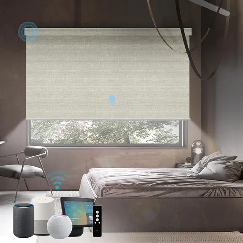 Vista 9 de SmartWings Persianas Motorizadas con Sombras para Ventana Control Remoto Funciona con Thread Apple Homekit Z-Wave Alexa 100% Blackout de Doble Cara