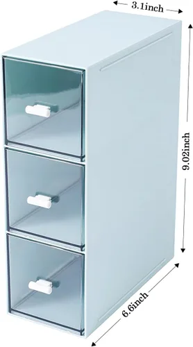 Vista 3 de MILULUGO Organizador de plástico con 3 cajones para almacenamiento de cosméticos, organizador de escritorio, organizador de maquillaje para esmalte