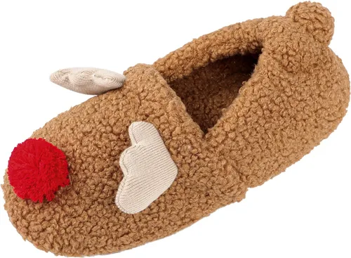 Vista 4 de Pantuflas de forro polar cálidas para mujer, de dibujos animados, para invierno, suaves, acogedoras, antideslizantes, de felpa, sin cordones, botas