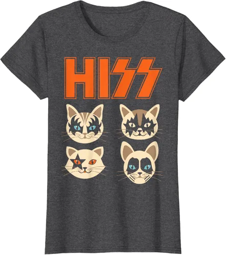 Vista 4 de Camiseta Hiss Funny Cats Kittens Rock Rockin, Negro