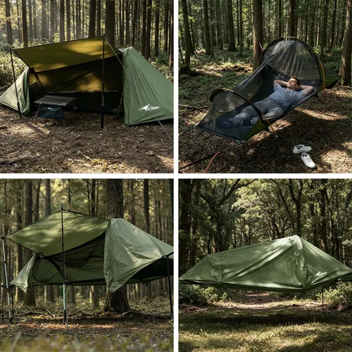Vista 3 de TriHive - Tienda de campaña plana con mosquitera, 2 en 1 para una sola Ejército