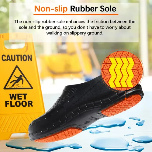 Vista 3 de Zapatos de chef para hombre, zapatos para cocina, zapatos de trabajo antideslizantes para mujer, zuecos cómodos para enfermera, zapatos de cocodrilo