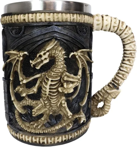 Vista 4 de Ebros Gift Taza de café gótica legendaria de huesos esqueléticos Osario Dragón Overlord Cerveza Grande Stein Tankard Taza de café Calabozos Dragones