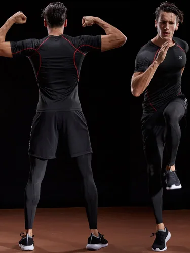Vista 5 de NELEUS Paquete de 3 camisetas de entrenamiento de capa base de compresión atlética para hombre