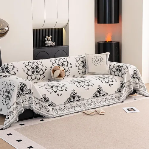 Vista 46 de DREAMINGO Funda para sillón reclinable con estampado floral verde y botánico de jacquard, 1 cojín, acogedora funda de felpilla para sala de estar