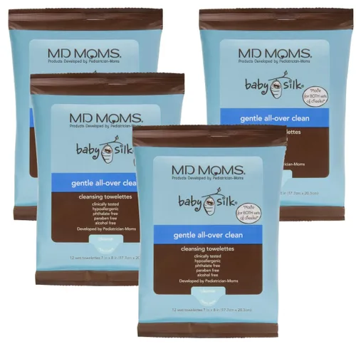 Vista 6 de MD Moms - Toallitas para bebé (bolsa de viaje de 12 unidades) – Toallas de limpieza hipoalergénicas aprobadas por eczema sensible para pieles