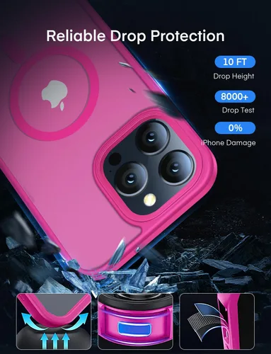 Vista 5 de Funda magnética para iPhone 12 y iPhone 12 Pro [probada contra caídas de grado militar y compatible con MagSafe], parte trasera translúcida mate