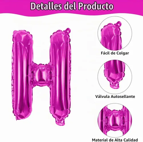 Vista 3 de Globos de papel de aluminio rosa intenso de 16 pulgadas con confeti, 21 unidades, unisex, para niños y adultos