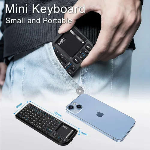 Vista 7 de Mini Teclado Inalámbrico, Mini Teclado Bluetooth con Panel Táctil Sensible, 2.4G/Bluetooth 5.1 Modo Dual Recargable Portátil, para Smart