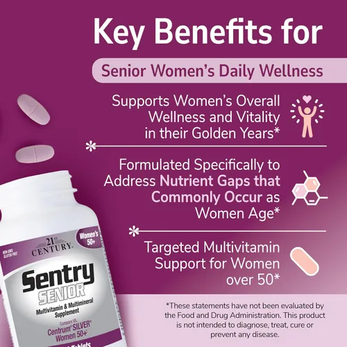 Vista 2 de 21st Century Sentry Senior Women 50 Plus Tablets, 100 unidades (27542)