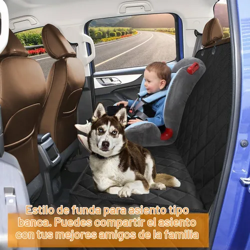 Vista 7 de Kytely Funda de asiento de coche para perro, tamaño XL, funda de asiento de perro resistente para asiento trasero, hamaca antideslizante 100% Negro