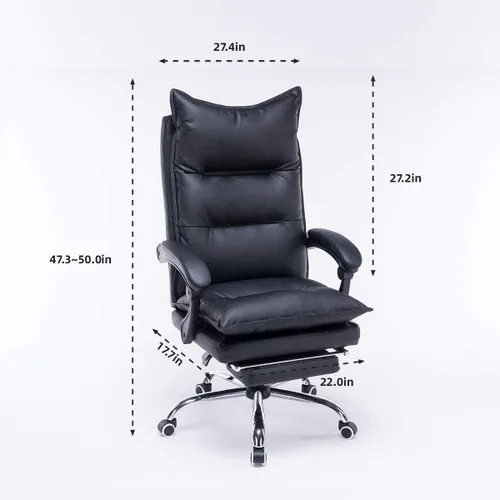 Vista 3 de YOLENY Silla de oficina grande y alta, silla de oficina giratoria ergonómica reclinable de altura ajustable con respaldo alto, silla de oficina