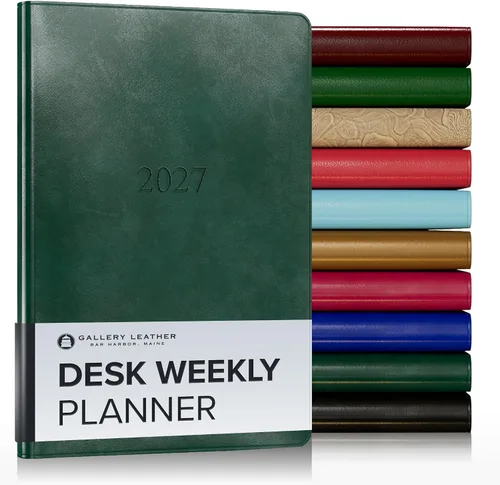 Vista 43 de Gallery Leather Planificador Semanal y Mensual Grande 2025-2026, Calendario Planificador y Cuaderno Elegantemente Encuadernado con Elegantes Bordes