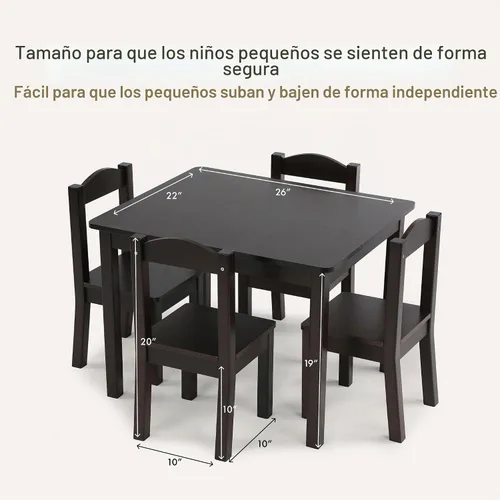 Vista 7 de Humble Crew Juego de mesa y silla para niños pequeños, muebles de Espresso