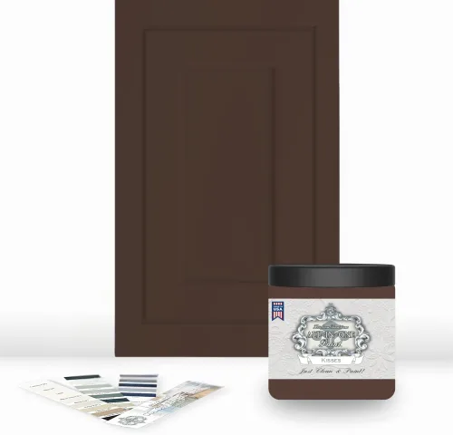 Vista 6 de Pintura TODO EN UNO, Abbey (gris cálido), Muestra de 8oz - Pintura duradera para gabinetes y muebles. Imprimación y capa superior incorporadas,