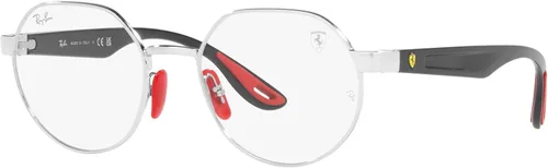 Vista 2 de Ray-Ban RX6492M Scuderia Ferrari Collection - Marcos redondos para lentes graduados, color plateado y lente demo, 2.008in, plateadodemo, lente