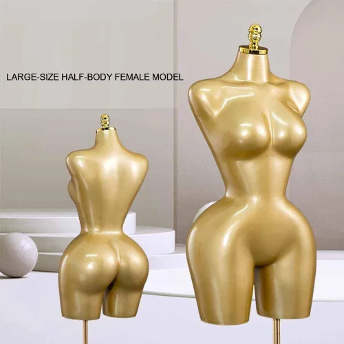 Vista 3 de Torso de maniquí femenino ajustable con base de metal, 61.8 in de altura para exhibición de ropa al por menor, perfecto para tiendas de moda