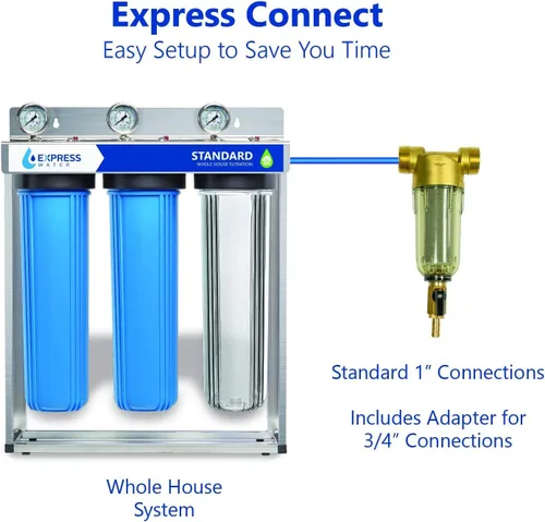 Vista 4 de Express Water - Filtro de agua para sedimentos para toda la casa, girar, 50 micrones Reusable 50 Micron Cartridge for Extended Use, 1” and 3/4