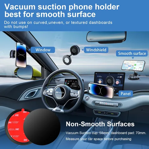 Vista 6 de Soporte magnético para teléfono de automóvil, soporte magnético ajustable de 360°, tamaño de bolsillo plegable, para automóvil, gimnasio, espejo