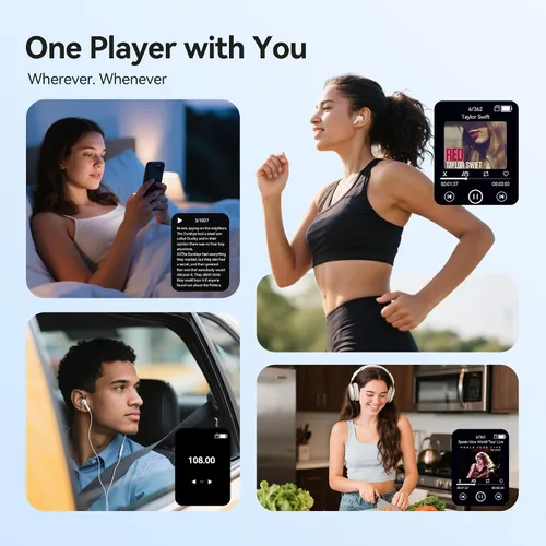 Vista 7 de AGPTEK Reproductor MP3 de 128 GB con Bluetooth 5.4, M6 reproductor de música de 2,4 pulgadas con grabación con un clic, altavoz incorporado y radio