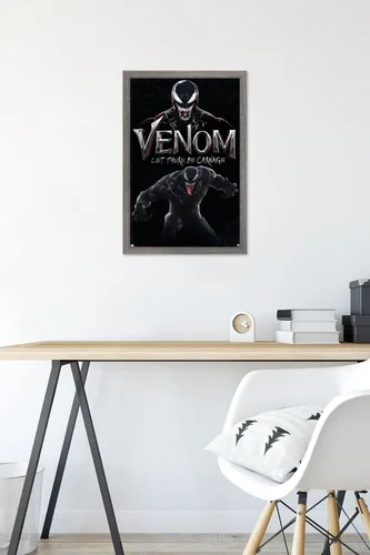 Vista 6 de Trends International Marvel Venom: Let There be Carnage - Póster de pared de ataque, 22.4 pulgadas de largo x 14.7 W, versión enmarcada de madera