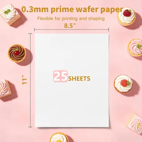 Vista 2 de 25 hojas de papel de oblea comestible, 25 piezas, tamaño A4 8.5 x 11
