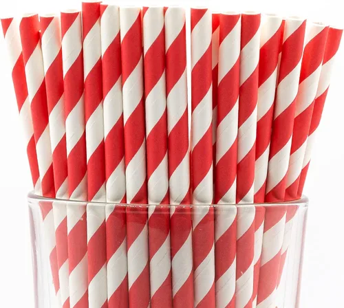 Vista 11 de Paquete de 150 pajitas de papel biodegradables de 4 capas de cheurón rosa bebé (compostables, no tóxicas, sin BPA)