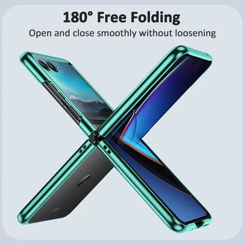 Vista 6 de Ninki Funda transparente para Motorola Razr Plus 2023, cubierta protectora ligera electrochapada, ultra delgada, color plateado