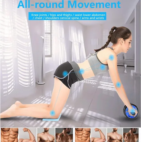 Vista 5 de Rueda de rodillo abdominal, rueda abdominal para máquina de ejercicio abdominal, equipo de gimnasio en casa para entrenamiento de núcleo, sin ruido