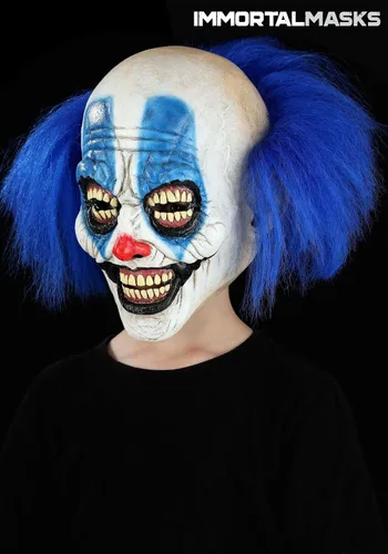 Vista 2 de Fun Costumes Máscara de payaso aterrador para niños, máscara de payaso asesino de cabeza completa, máscaras inmortales con licencia