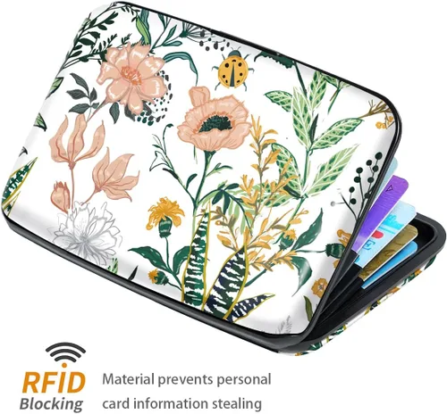 Vista 4 de Mini tarjetero para mujeres u hombres, bloqueo RFID, funda rígida para tarjetas de identificación, cartera de viaje