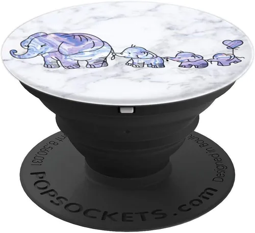 Vista 4 de 3 Kiddos Mama Elephant – 3 niños – Elephant Mom Phone Grip – PopSockets agarre y soporte para teléfonos y tabletas, Negro