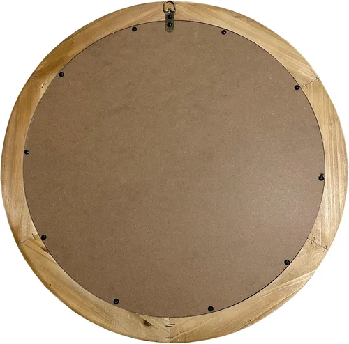 Vista 2 de Espejo circular de pared de madera redondo rústico de 24 pulgadas con cuentas, espejo decorativo de granja para sala de estar, dormitorio, cocina