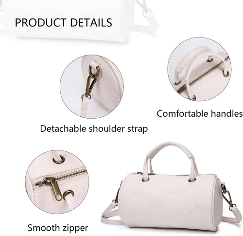 Vista 5 de Bolso de hombro de la mujer del bolso del bolso del bolso del bolso del bolso del bolso de Crossbody redondo del círculo redondo del cilindro -YON