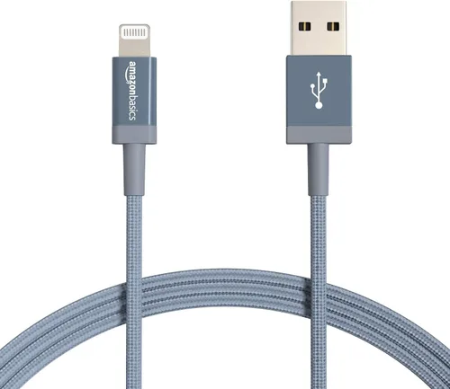Vista 16 de Amazon Basics - Cable cargador USB trenzado de nailon - Cargador para iPhone con certificación MFi Gris-oscuro