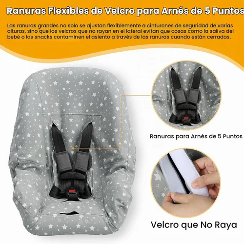 Vista 2 de Orzbow Funda Protectora para Asiento de Coche Infantil, Protector de Asiento para Bebé 100% Algodón, Forro de Asiento de Coche de Ajuste Universal