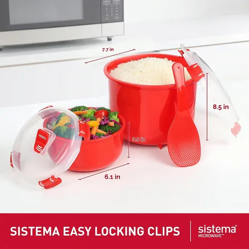 Vista 3 de Sistema Juego de recipientes de alimentos redondos para microondas y arrocera para microondas 2.6 L, 30.9 fl oz Contenedores de alimentos