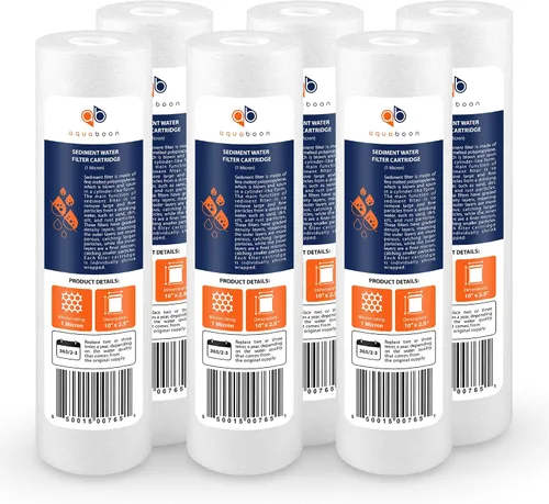 Vista 12 de Aquaboon cartucho de filtro de agua de sedimento ranurado, 10 pulgadas, para cualquier unidad estándar RO, AB(P) 4S1M