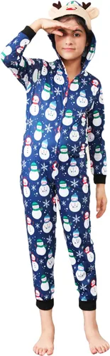 Vista 4 de Pijamas de Navidad familiares para parejas y niños, conjuntos de descanso a juego de manga larga con capucha y estampado de ciervos con cremallera