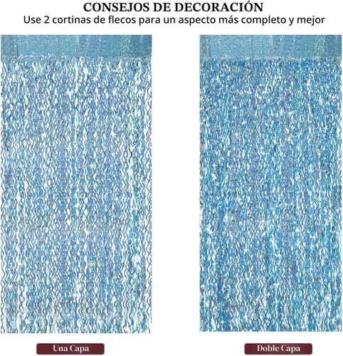 Vista 5 de CYLMFC - Paquete de 4 cortinas de papel de aluminio para fiesta, color azul claro, 3.3 x 6.6 pies, telón de fondo ondulado para cabina de fotos
