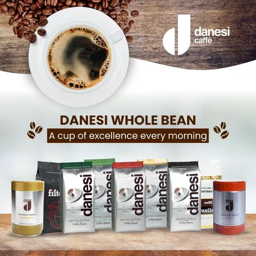 Vista 7 de Danesi Caffe - Granos de café enteros italianos, granos de café expreso y grano entero de tostado medio, perfectos para máquinas de espresso, prensa