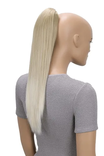 Vista 4 de CAISHA Extensiones de clip de cola de caballo de 20 pulgadas con pinza de mariposa recta rubio mezcla H55
