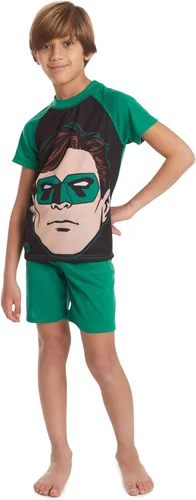 Vista 4 de DC Comics Justice League Batman Green Lantern Superman Raglan Pijama Conjunto corto