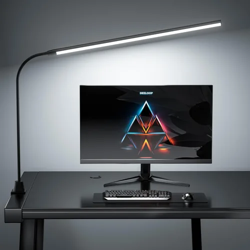 Vista 8 de deeloop CRI - Lámpara LED de escritorio 95+, lámpara de escritorio ultra larga y brillante de 16 pulgadas, 5 luces de atenuación de brillo, lámpara
