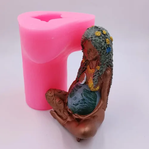 Vista 7 de Molde de vela Gaia de gran tamaño, moldes de silicona para velas de la madre de la tierra, molde de bricolaje Gaia para velas decoradas, molde