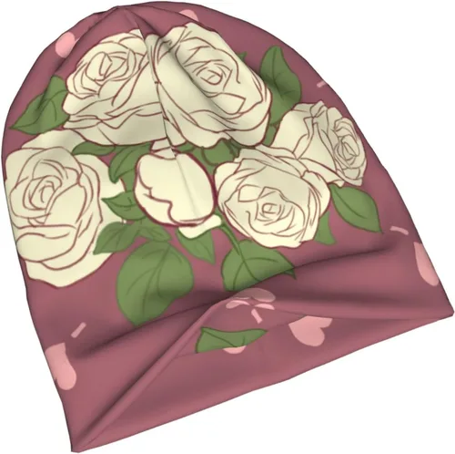 Vista 5 de White Rose of Love Warm and Breathable Men's and Women's Universal Versatile Brimless Hat, for Daily Home and Outdoor Activities Clothing Accessories