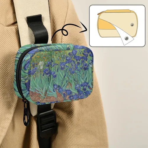 Vista 6 de Naanle Irises Van Gogh - Pastillero de 7 días, organizador de pastillas de viaje con cremallera, funda semanal portátil, tamaño compacto